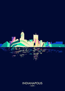 Indianapolis Skyline Blue