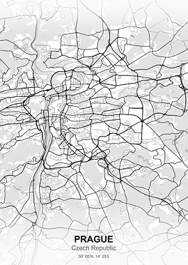 Prague city map white