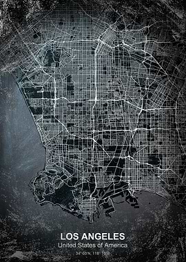 los angeles chalkboard map