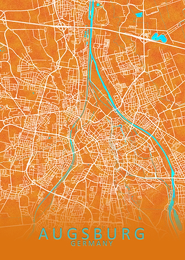 Augsburg Germany City Map