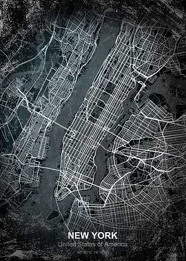 new york chalkboard map