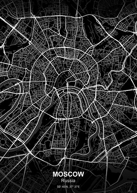 moscow city map black