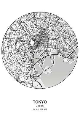 tokyo japan circle map
