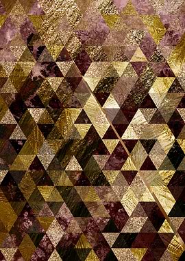 Red and Gold Geometric Art