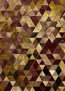 Red and Gold Geometric Art