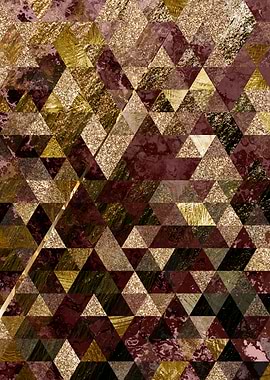 Red and Gold Geometric Art