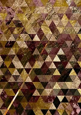 Red and Gold Geometric Art