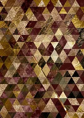 Red and Gold Geometric Art