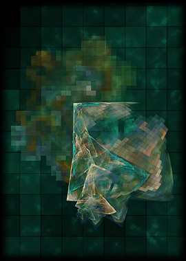 Island on green tiles