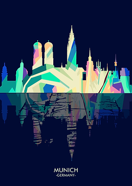 Munich Skyline City Blue
