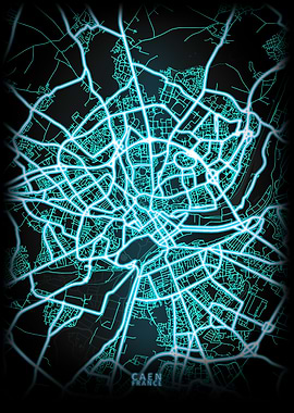 Caen France City Map