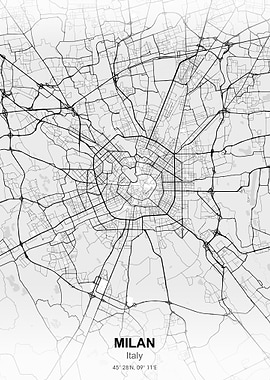Milan city map white