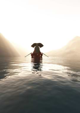 Elephant in a boat