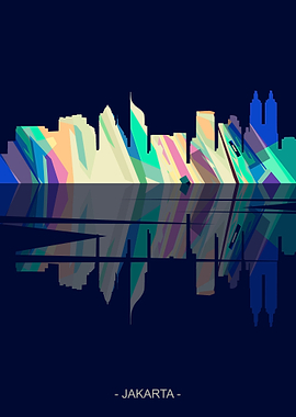 Jakarta Skyline City blue