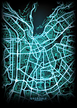 Grenoble France City Map