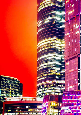 Red Sky Skyscrapers Left