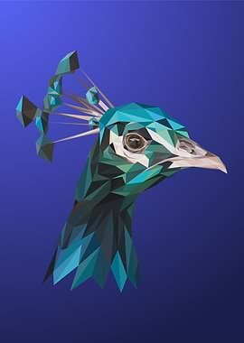 Blue Peacock Portrait