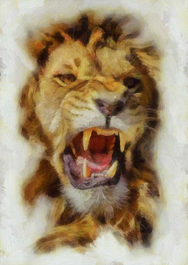 Angry lion