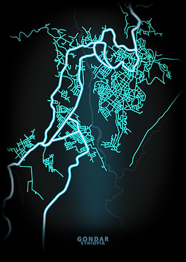 Gondar Ethiopia City Map
