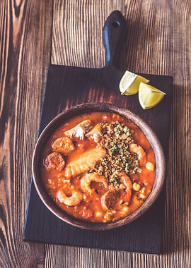 Portion of chorizo soup