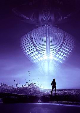 Woman lookin alien ship