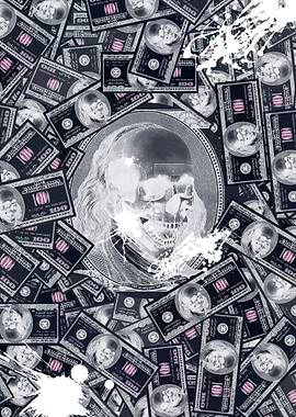 100 dollar skull artwork 1