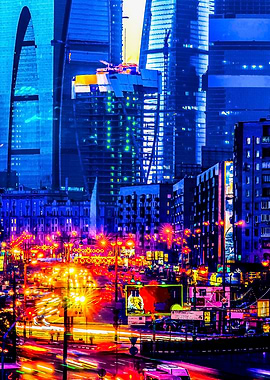 Shining City Lights Sunset