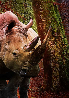 Painted Rhino in Forest