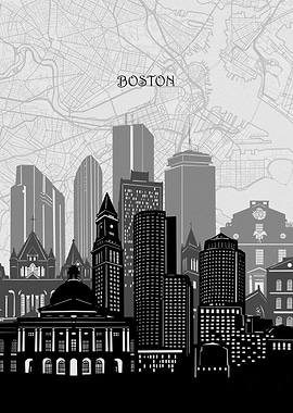 boston cityscape map