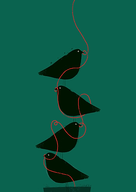 Birds and red rope