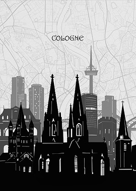 cologne cityscape map