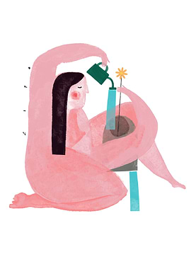 girl and little flower