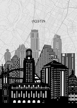 austin cityscape map