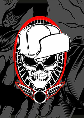 skull wearing hat