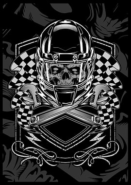 skull racing with helmet