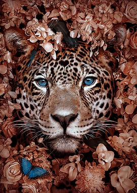 jaguar in flowers pinting