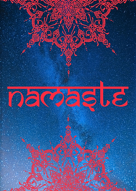 namaste with red mandala
