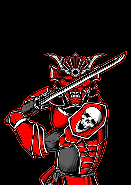 Samurai skull japanese ill