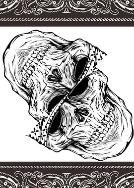 bandana skull black white