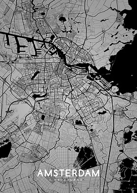Amsterdam map BW