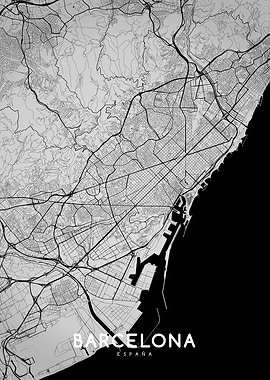 Barcelona map BW
