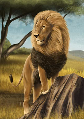 Lion overlooking territory