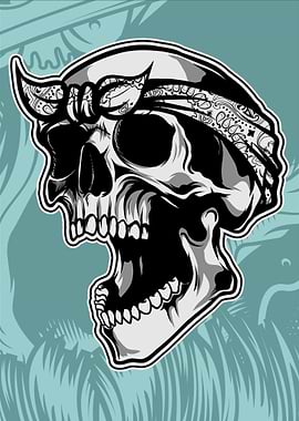 skull wearing bandana