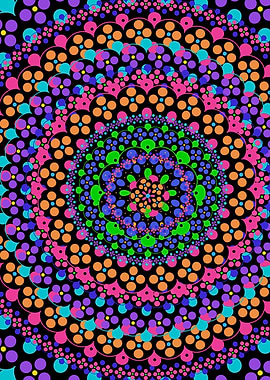 rainbow mandala on black