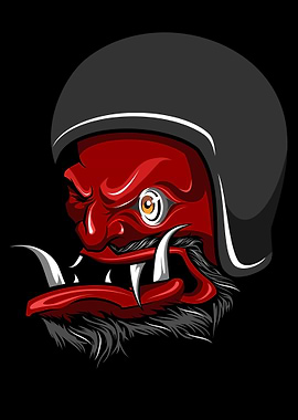 devil wearing motorcycle h