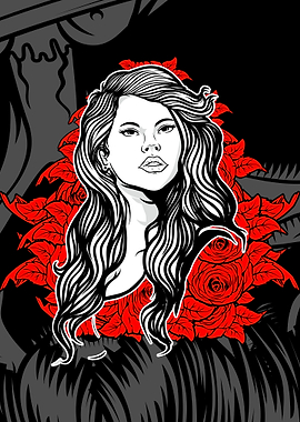 young lady with roses