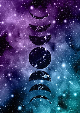 Purple Teal Galaxy Moon 1