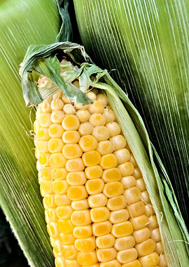 Yellow Corn Green Cobs 01