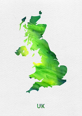UK Watercolor Map