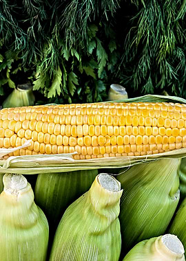 Yellow Corn Green Cobs 02